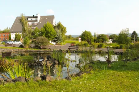 Außenanlage & Teich des Seniorenheims in Tschechien Außenanlage & Teich des Seniorenheims in Tschechien